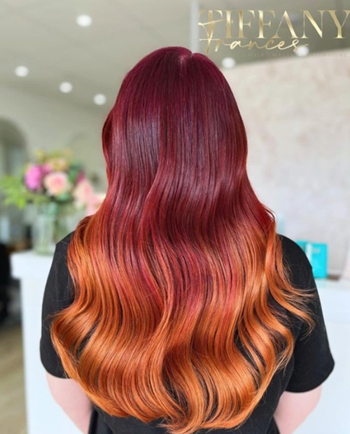 Bright colour balayage
